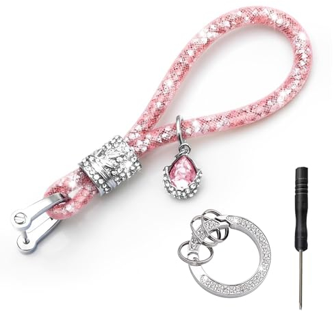 UEPOA Schlüsselanhänger Damen, Fashion Autoschlüsselanhänger Strasssteinen Kristall Schlüsselbund Strass Glitzer Schlüsselanhänger für Zuhause Auto Tasche Rucksäcke(Rosa)