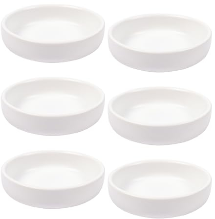 Dmnnlp 9cm Matte Ceramic Small Bowls for Dips, Rounded Soy Sauce Dish, Small Dessert Bowls, Dinnerware Sets Sauce Dessert Snack Serving Dishes 6 Per Pack(White)