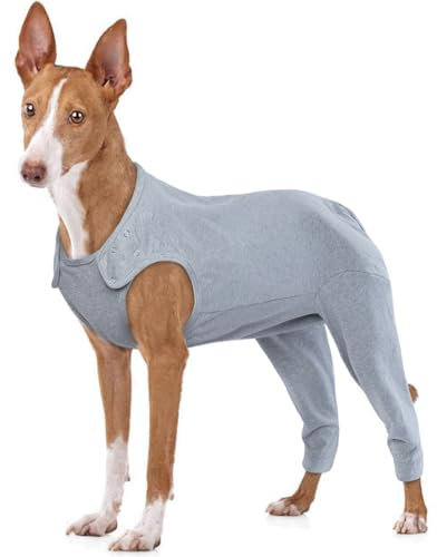 MHaustlie Hund Erholungshülle für Hinterbeine, Atmungsaktiver Operationsanzug Mit Reißverschluss, Ellenbogenbandagen Schutz, E-Kragen und Kegel Ersatz Gegen Lecken