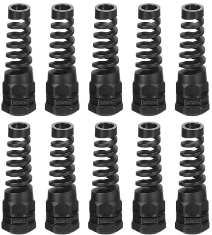 QUARKZMAN 10Pcs Presse-Étoupe Étanche, M18 Nylon Spiral Joint de Cordon en Queue de Cochon avec Joint pour 5-10mm Fixation de Câbles et d'Appareils en Fil Métallique, Noir