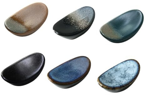 Mikinona 6piezas Soportes De Palillos De Cerámica Japonesa Elegantes Descansapalos Antideslizantes para Decoración De Mesa y Almacenamiento De Cubiertos