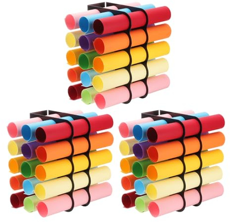 sourcing map Vinyl Roll Storage Rack, 3 Set Acrylic Vinyl Roll Holder for Up to 30-Holes, Vinyl Organization for Craft Room Vinyl Roll Gift Wrap, Black
