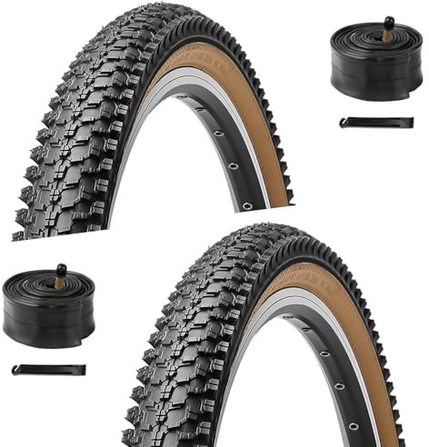 2 Stück 66 cm Fahrradreifen – 60TPI Fahrradreifen, 66 x 5 cm, faltbarer Ersatzreifen für Mountainbike, 2 Stück 66 cm Schrader-Ventil, 2 Reifenheber