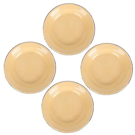 Amosfun 4pcs Retro Style Enamel Plates Enamel Food Dishes for Home Hotel Picnic