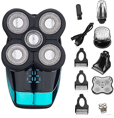 HXFFXHF Maquinilla de afeitar eléctrica para hombres, afeitadora eléctrica en seco y húmedo para hombres, recortadora de pelo de barba, maquinilla de afeitar eléctrica recargable, máquina de afeitar