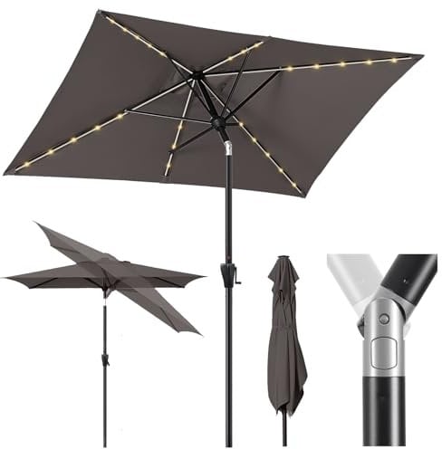 Sekey Parasol Aluminium Solaire avec LED 200x300 cm pour Balcon & Jardin - UV50+ Rectangulaire, Panneau Solaire 50W & Système à Manivelle (Certifié GRS Recyclé)