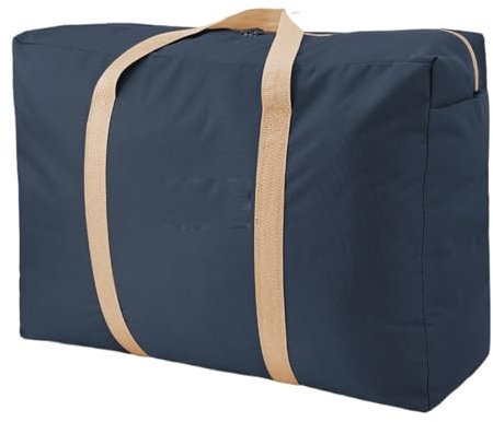 QRXALISA Sports Bag Large Capacity Folding Luggage Bag Unisex Thickening Oxford Cloth Travel Duffel Bags Sturdy Moving House Storage Bag(M Blue)