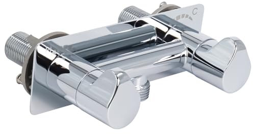 Wohnmobil-Duscharmatur, 10,2 cm, komplett aus Metall, für Wohnmobile, Duschen, Wasserhahn, Ersatz, Wohnmobil, Badezimmer, Wasserhahn, Umsteller mit zwei Metallknöpfen für den Innen- und Außenbereich