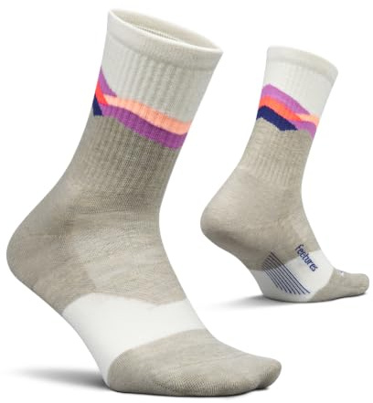 Feetures Trail Max Cushion Mini Crew Sock - Hiking Socks for Men & Women - Mountain High Cream, Medium (1 Pair)