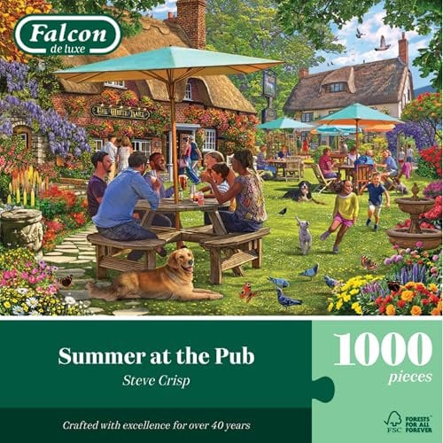 Falcon Summer at the Pub, 1000 Piece Jigsaw Puzzle for Adults - Beautifully Illustrated 1000Pc Adult Jigsaws, Fun Present & Activity for Home, Puzzles for Rainy Days, Birthday Jumbo
