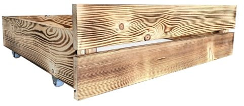 Lermowood Palettenbett M2 2 x Bettschubladen Geflammt 40cm | Bettkästen Holzbett kisten Massivholzbett