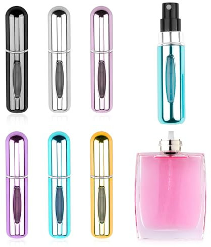 6 Piezas 5ML Atomizador Perfume Recargable, Mini Botella Rociadora Portátil, Perfume Miniatura Sin Fugas Difusor con Ventana, Atomizador Perfume para Caminar, Viajar, Salir de Noche y Fiestas