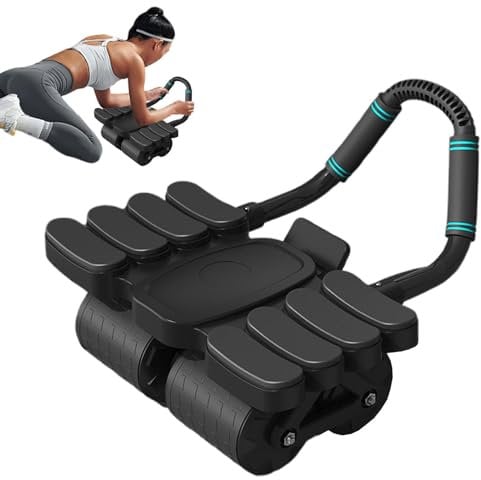 Bauchroller, Automatische Rebound Bauchrolle Mit Kniepolster, Bauchmuskel Trainingsrad Mit Automatic Rebound Abdominal Roller Und Ellenbogenstütze Vier Räders, Bauchmuskel Trainingsrolle