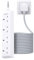 4 Way Extension Lead 5M, HANYCONY Extra Long Plug Extension Cord with Braided Cable, 13A 3250W Power Strip Socket for Home, Office, Garage, Garden, Workshop, Camping Accessories, White