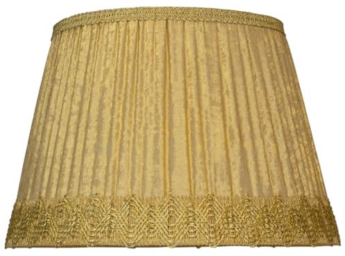 paralume di ricambio, paraluce per lampada tondo nuovo plissettato plissé oro/beige arricciato tessuto stoffa fatto a mano Made in Italy cucito a mano (BEIGE/ORO, 35 CM. ATTACCO E27)