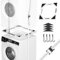 JHCHU Slimline - Kit impilabile per lavatrice e asciugatrice, telaio universale per elettrodomestici da 45-68 cm, design salvaspazio con cinghia a cricchetto e 4 ganci multifunzione (bianco)