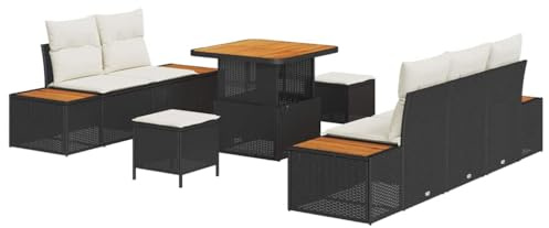 vidaXL Garten-Sofa-Set 8 STK. 7-Sitzanzahl Schwarz