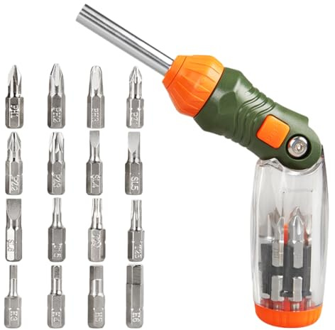 Schraubendreher-Set | Schraubendreher mit verstellbarer Verlängerung | Ratschenwerkzeuge mit Verlängerung und Hammer für Elektriker, Heimwerker,
