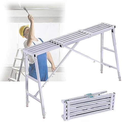 Scala per ponteggi, ponteggio Pieghevole, Larghezza 30 cm/40 cm, ponteggio Portatile in Acciaio per Saldatura, Decorazione, Pulizia, Costruzione, carico Massimo di 880 l