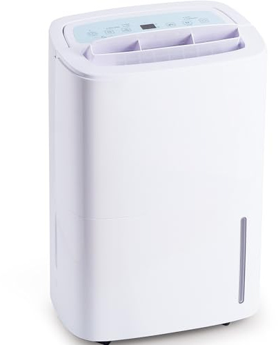 iOCHOW Dehumidifier for Home and Commercial: 70L/Day Portable Low Energy Compressor with Digital Humidity Sensor│24H Timer - Continuous Drain Hose - Covers 150㎡│Quiet 40dB for Basement/Laundry/Room