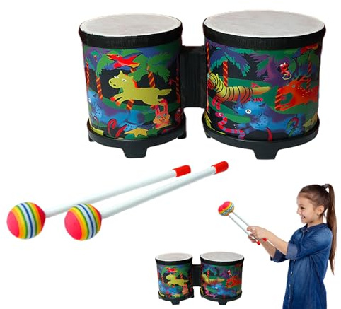 Bongo Drum - Legno ABS | Bongo per bambini, batteria per bambini | strumento a percussione, giocattolo musicale per bambini, allenamento anticipato del ritmo a casa, feste in classe, sessioni