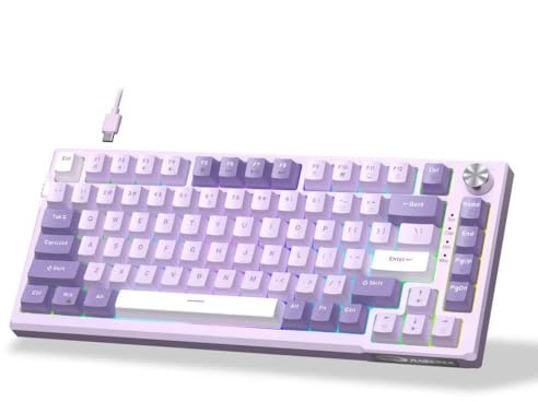 Keyboard Compatible With SKY81 75% Mechanical Gaming Keyboard RGB Gasket Hot Swappable Wired Custom Creamy Sound Dampening Keyboard With Knob(Violet Switch)