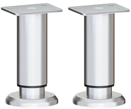 Pieds de lit réglables en Hauteur de 38 à 70cm, Pieds de Support de Meubles en métal for Bureau/lit/canapé/Table/armoires, 2 pièces(Stainless Steel)