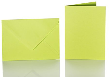 Paper24 25 Faltkarten blanko mit Umschlag 120x170 mm, Briefumschläge B6, Doppelkarten mit Umschlag sind ideal für Geburtstag in Apfelgrün