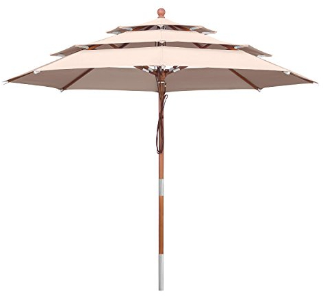 anndora Sonnenschirm 3-lagig 300 cm rund Gartenschirm - Dark Natural