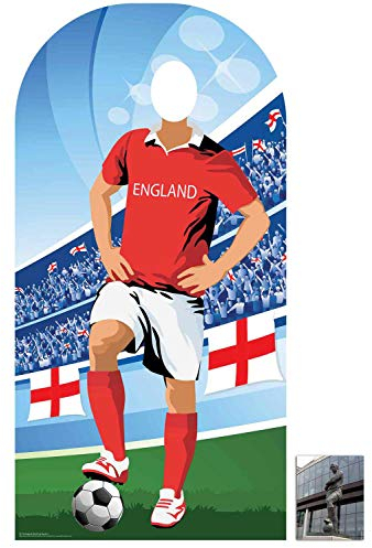 World Cup Football 2018 England Lifesize Adult Stand-in Cardboard Cutout Fan Pack, 190cm x 96cm Includes 8x10 Star Photo