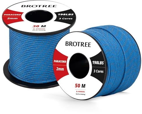 Paracord 2mm 30M 100% Nylon Seil mit 3 Kern Schnur für Outdoor, Armband, Hundeleine - Bruchlast 90kg (Reflektierende Dunkelblau)