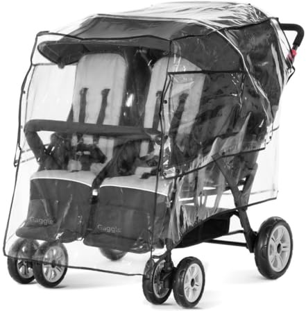 Regenschutz für Kinderwagen Gaggle Quad und Gaggle Compass - Regenschutz für 4-Sitzer-Kinderwagen - Regenschutz mit Sichtfenster - Öffnung für Luftzirkulation - 144,8x106,7x122 cm