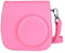 Eyeon Sac de Caméra Voyage Housse Étui pour Appareil Photo Instax Mini 9 Mini 8/8+, Pochette Sacoche Rangement Protection Cuir PU Lisse avec Bandoulière Amovible et Poche Intégrée (Rose Flamingo)