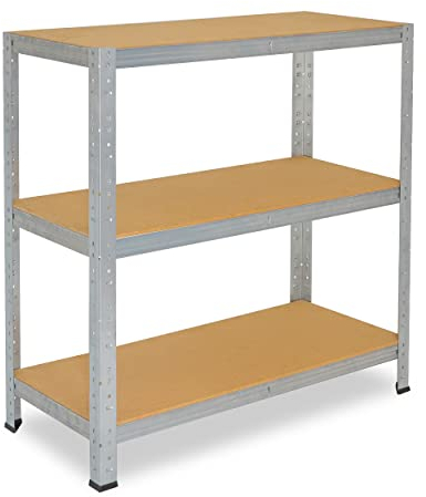 shelfplaza® 100x90x40cm HOME Schwerlastregal verzinkt/Metallregal mit 3 Böden/Kellerregal Metall, Garagenregal, Werkstattregal oder Regal Lagerregal/Steckregal Metall mit 175kg Tragkraft