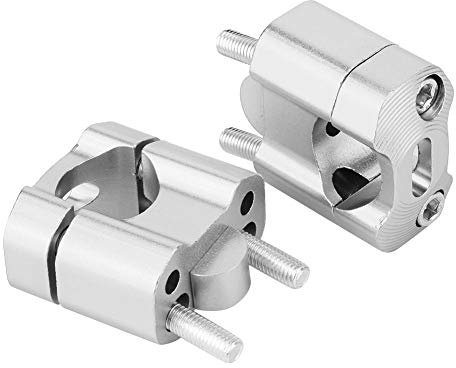 Elevador de eslabones de motocicleta, Adaptador de elevador de manillar A Par 22 mm / 28 mm Elevador de manillar de motocicleta con aleación de aluminio CNC(Plata)