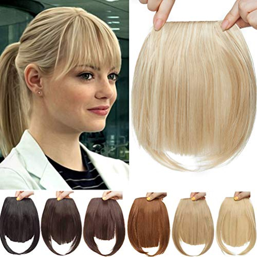 Clip in Extensions Pony Haarteil Natürliche Haarverlängerung 1 Stück 2 Clips Glatt Kunsthaar wie Echthaar für Frauen Natürliche Blondine Bleach Blonde