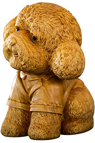 LISAQ 6cm Holz Statue Tier Buchsbaum Schnitzen Nette Haustier Teddy Skulptur Wohnaccessoires Auto Kleine Ornamente Wohnkultur