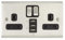 Deta SD1299SSB Switched Socket 13 Amp 2 Gang & 3 x USB Ports Stainless Steel