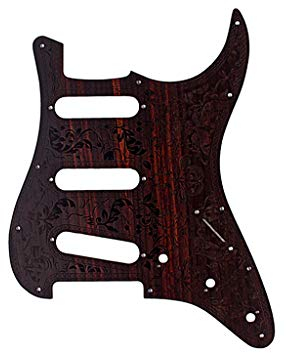 Alnicov SSS Holzgitarren Pickguard Palisander mit dekorativem Blumenmuster für Fender ST E-Gitarren