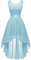 Berylove Konfirmationskleider Abendkleider Elegant für Hochzeit Brautjungfernkleider Damen Cocktailkleid Vokuhila Kleid Blau 7035 Light blue S
