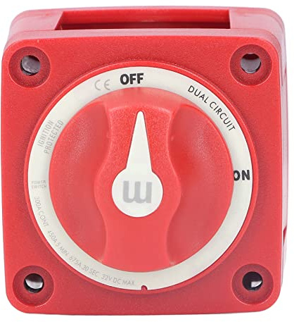 KIMISS 300A Interrupteur à Bouton de Batterie, Interrupteur de Batterie Blue Sea avec Double Circuit 4 Fils Protection contre L'allumage IP66 Amovible étanche pour Yachts RVS