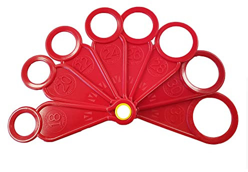 PAMPOLS Calibrador manual de plástico con ocho aros, especial cerezas | Para medir frutas y verduras | Duradero y resistente | Calibre: 18-35mm