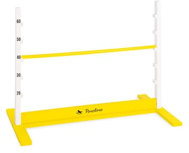 PINOLINO Hindernishürde Hoppe Hobby Horsing in Weiß/Gelb | Höhenverstellbar 20–60 cm I Steckenpferd Zubehör für Parcours I Holz Hindernis für Kinder & Hunde-Agility I Ab 3 Jahren