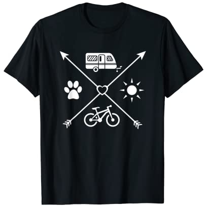 Wohnwagen Mit Hund Zubehör Camper Fahrrad Und Camping T-Shirt