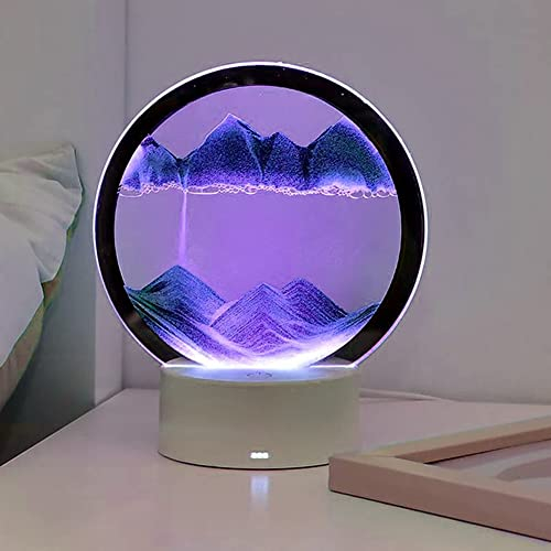 SPORTARC Sablier 3D en mouvement pour lampe de table en forme de paysage de sable profond, peinture au sable liquide, décoration pour bureau, maison, bureau