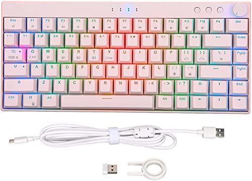 VARAKA Clavier mécanique à 82 Touches avec rétroéclairage, Clavier de Jeu ABS à Trois Modes avec Bouton pour Win pour iOS pour et, Bleu/Noir/Rouge/Marron