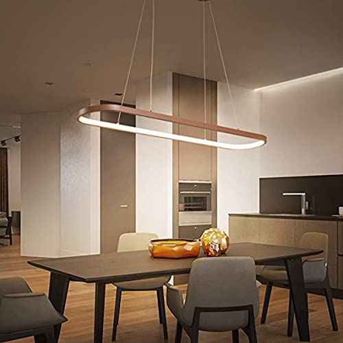 Bellastein LED Esstisch Pendelleuchte Oval Büro Kronleuchter Modern Minimalistisch Ring Design Höhenverstellbar Hängelampe Mit Fernbedienung Dimmbar Deckenleuchte (L70cm)