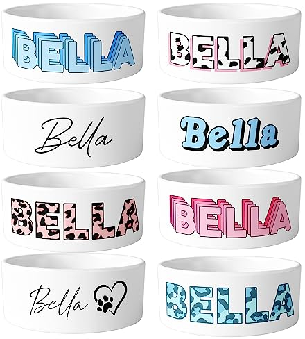 Personalised Ceramic Dog Bowl | Add Any Name | Choose Your Design | Stylish Bowls For Pets