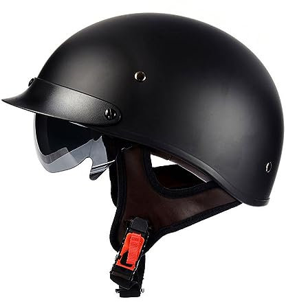 RUANLOV Moto Casquette De Baseball Casque Demi Vintage Casque Jet Demi Coque ECE/Dot Homologué Mobylette Bols Casque Pilote Casque De Scooter À Visage Ouvert (C XL)