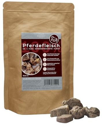 BARFAWAY gefriergetrocknetes Pferdefleisch, Premium Muskelfleisch, allergikerfreundlich, gesunde Hundeleckerlies, getreidefrei, zuckerfrei, 100% natürlich ohne Zusätze, Deutsche Herstellung, 500 g